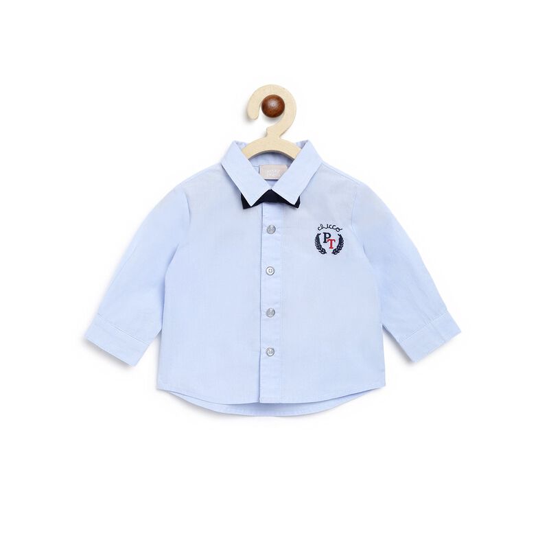 Boys Light Blue Long Sleeve Woven Shirt image number 0